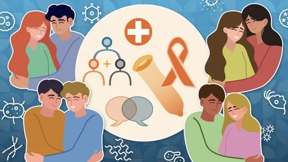 Illustration representing sexual health, STI testing and confidential care